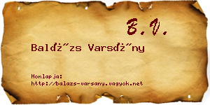 Balázs Varsány névjegykártya